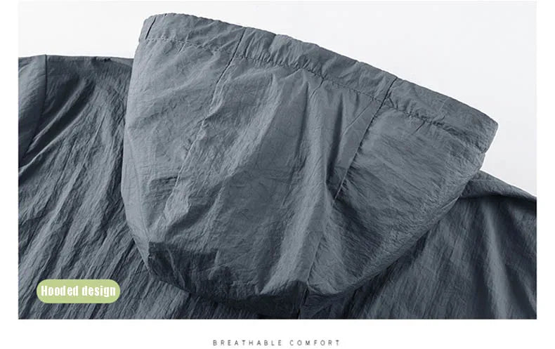 Summer Waterproof Hiking Jackets Men Fishing Cycling Hooded Gym Sports Running Coat Outdoor Sun-Protective Thin Jacket Clothing