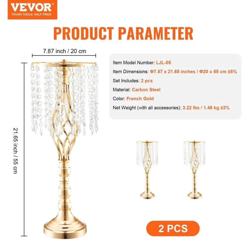 Set of 2 55cm/21.65 Tall Crystal Wedding & for party Decor Flower Stand Vases