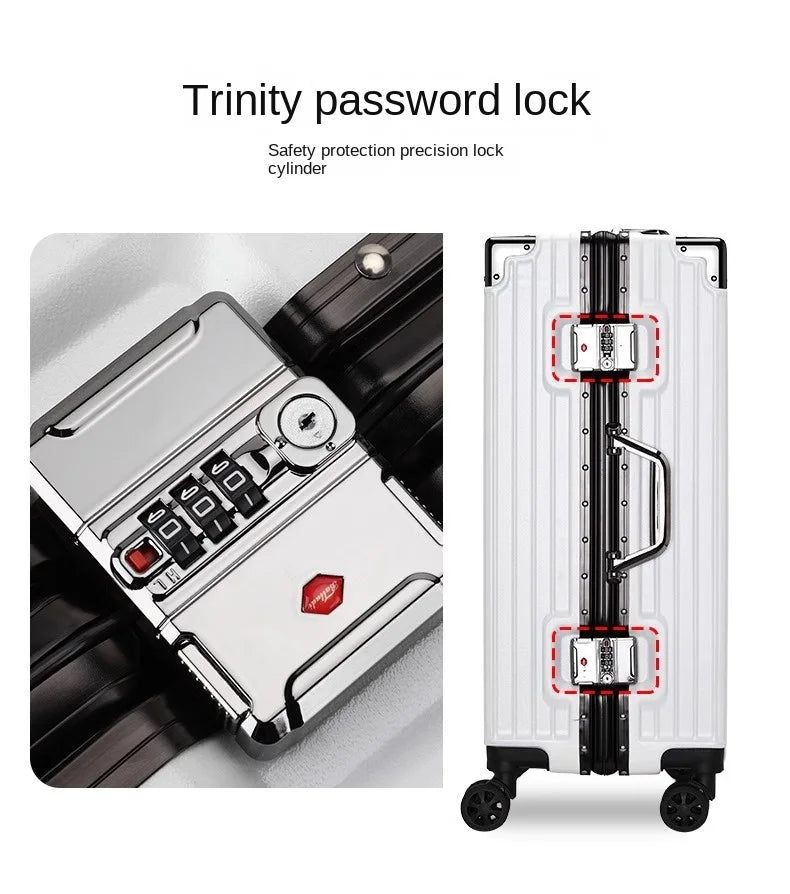 Suitcase Aluminum Frame 20 inch Carrier Trolley Case Removable Universal Wheels 22-30 inch Large Capacity Travel Suitcases