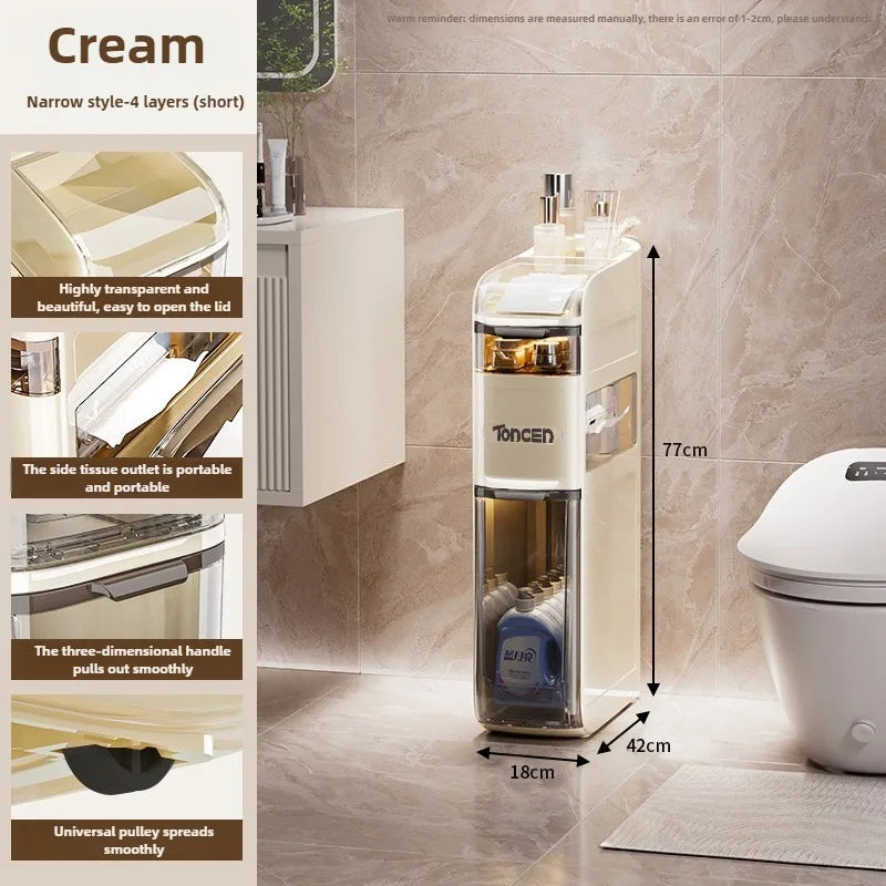 Bathroom crevice cabinet, bathroom living room storage cabinet, multifunctional storage cabinet, storage rack, large capacity