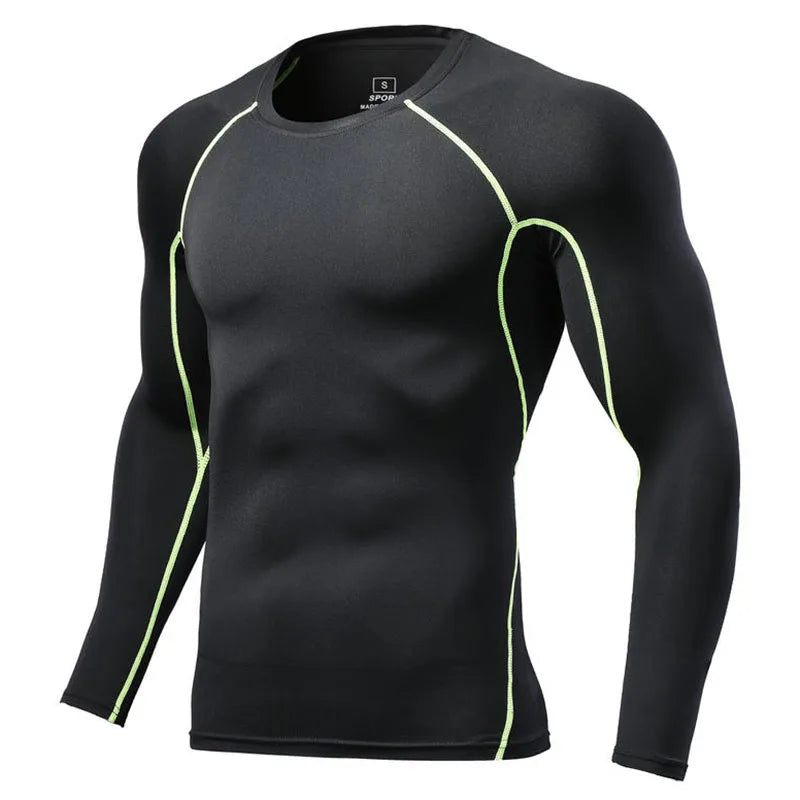 Men Long Sleeve Slim Tops Tees Sportswear Gym Fitness Compression T-shirt Running Football Jersey Outdoor Jogging Tight Quick