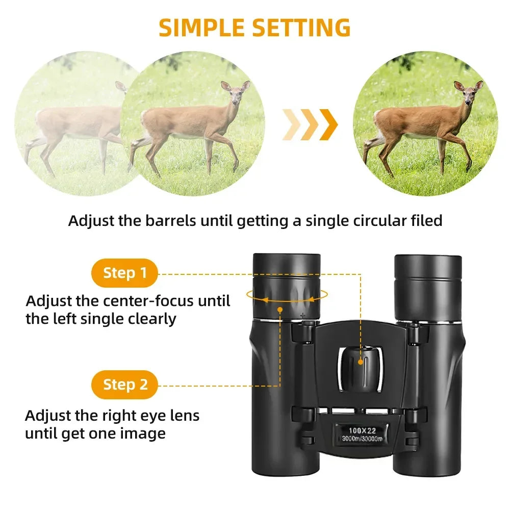100x22 Professional Binoculars High Magnification Micro Night Portable Telescope Camping Outdoor G magnifier G