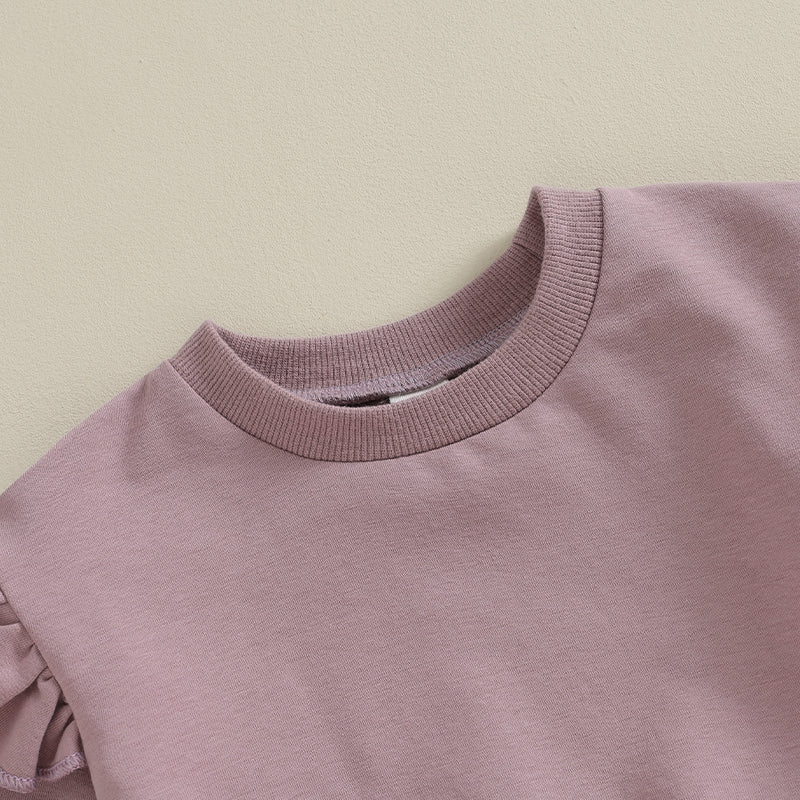 Tregren 0-24M Infant Baby Girls Clothes Long Sleeve Solid Color Sweatshirt Tops Pants 2pcs Set Outfits Toddler Casual Tracksuit