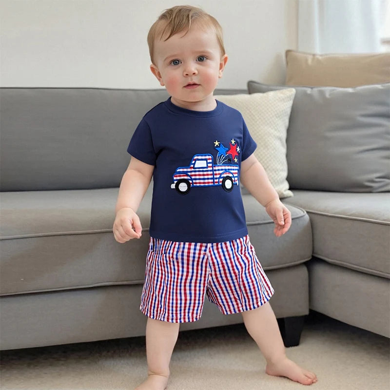 Toddler Boys 2-Piece Set Sleeveless Dinosaur Print Tank Top with Denim Shorts Summer Outfit for Beach Vacation