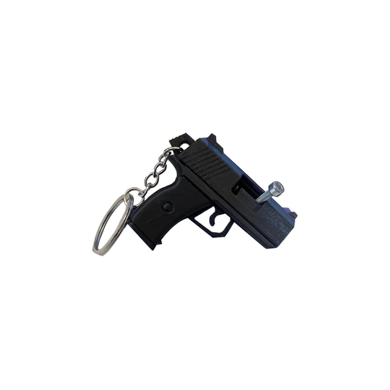 Functional Miniature Gatling Gun Keychain - BB Bullet Shooting, Plastic Material with Rotating Barrels
