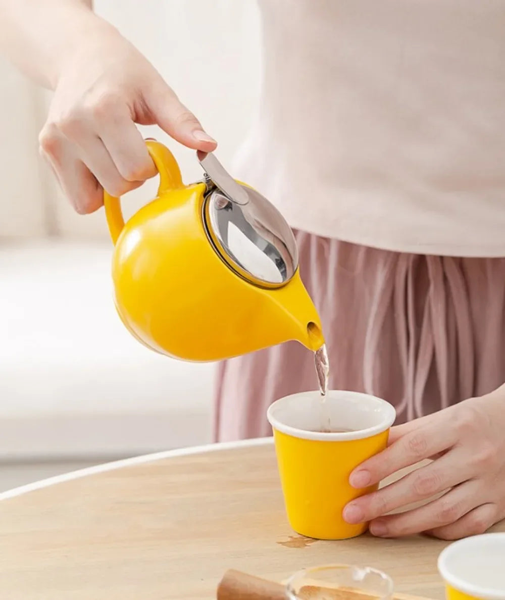 350ml Mini British Ceramic Pot with Filter Handbrewed Coffee Pot Appliance Set Large Portable Teapot Afternoon Christmas Gift