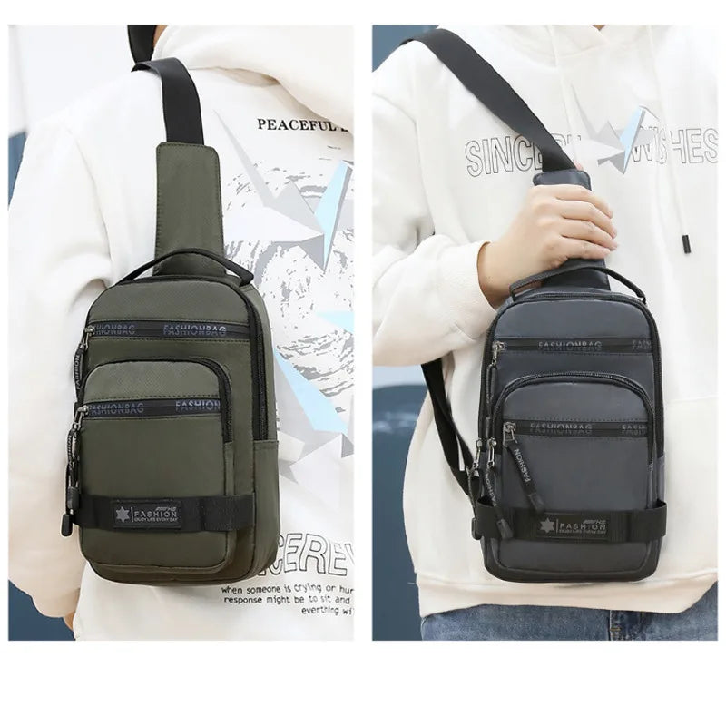 Chest Bag For Men New Large Capacity Shoulder Korean Version Travel Lightweight Nylon Crossbody Bag Backpack