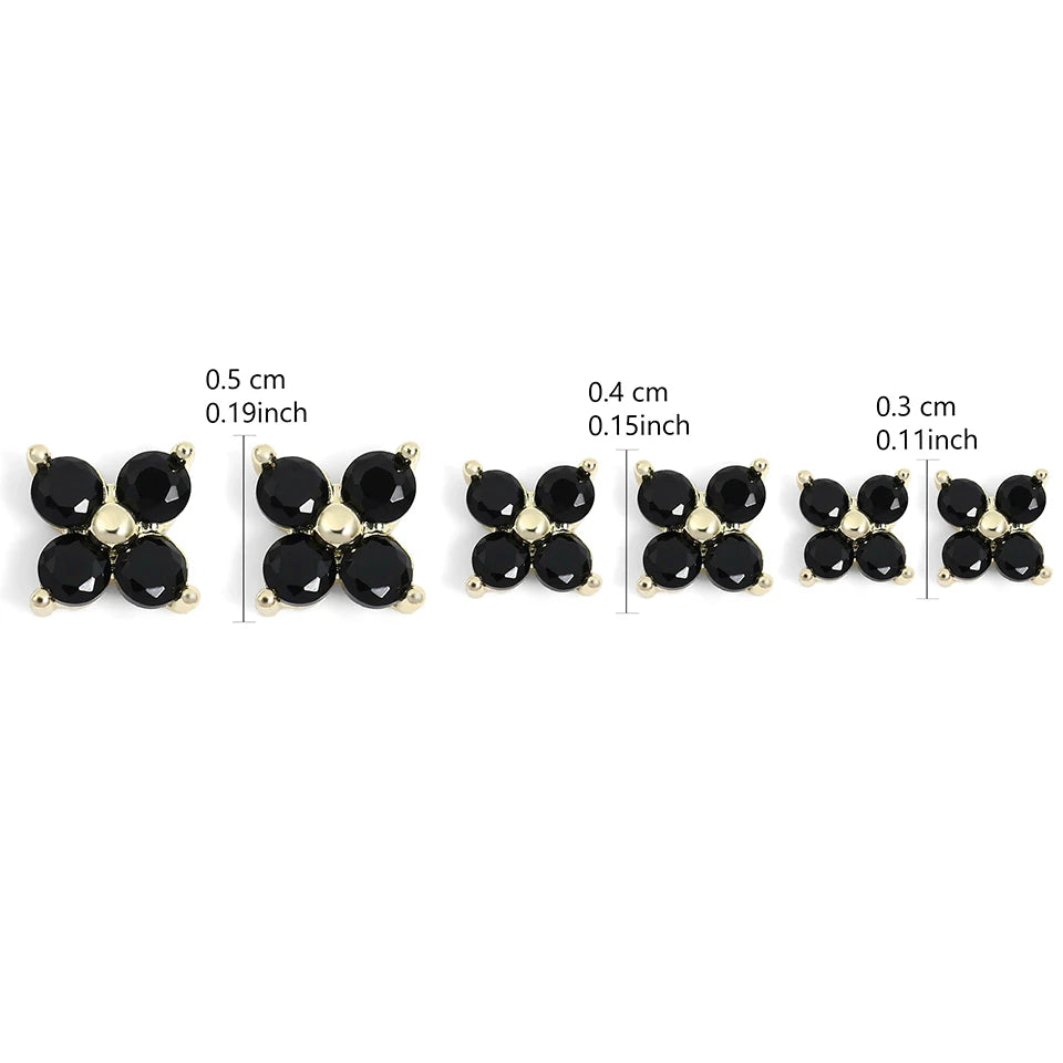 Yupsk Dainty Flower Stainless Steel Butterfly Stud Earrings for Women Cartilage Ear Ring Cute Zircon Gold Color Clover Jewelry