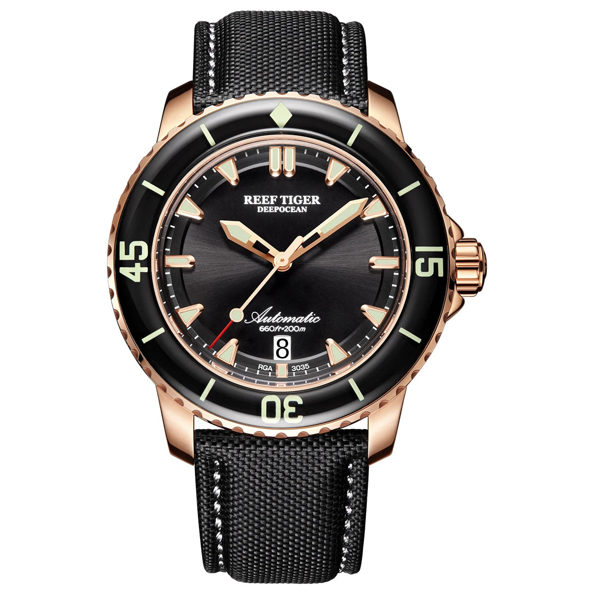 reef tiger brand fully automatic mechanical watches, business men's watches, personalized and fashionable luminous men's sports