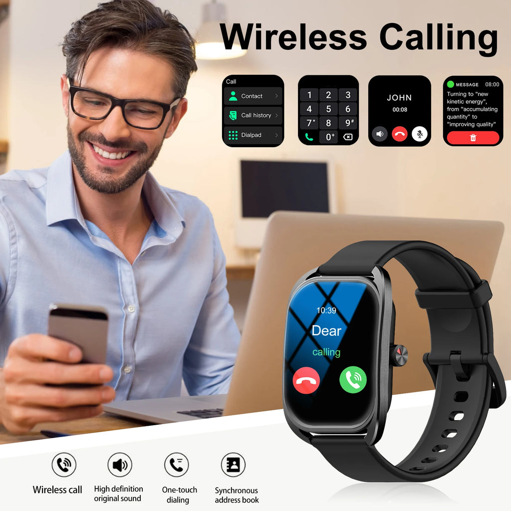 Smart watch, can answer and make calls, has message reminders, compatible with Android and iPhone