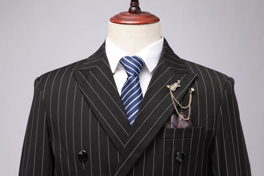 Men's Double-Breasted Suit, Classic Formal Business Wear