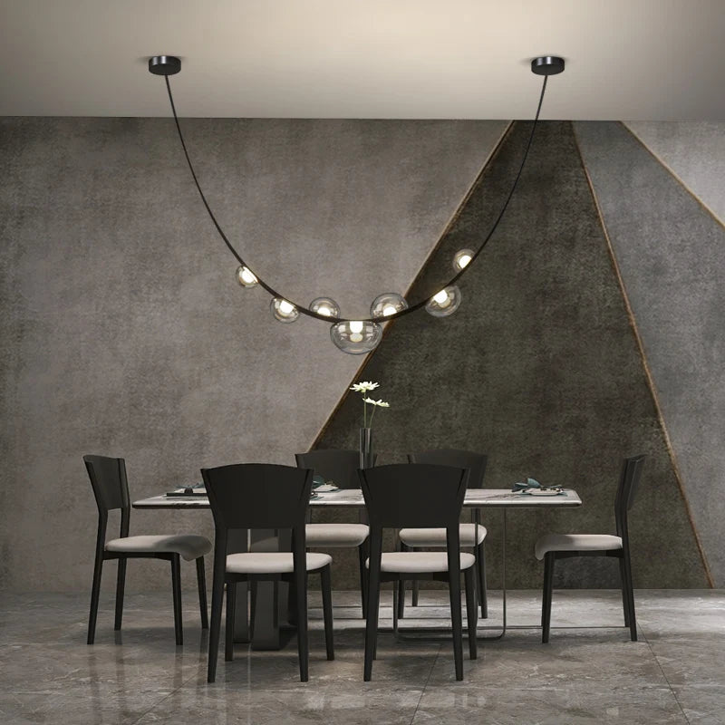 Simple living room glass ceiling chandelier duplex staircase design Luxury restaurant exhibition hall Retro leather hanging lamp