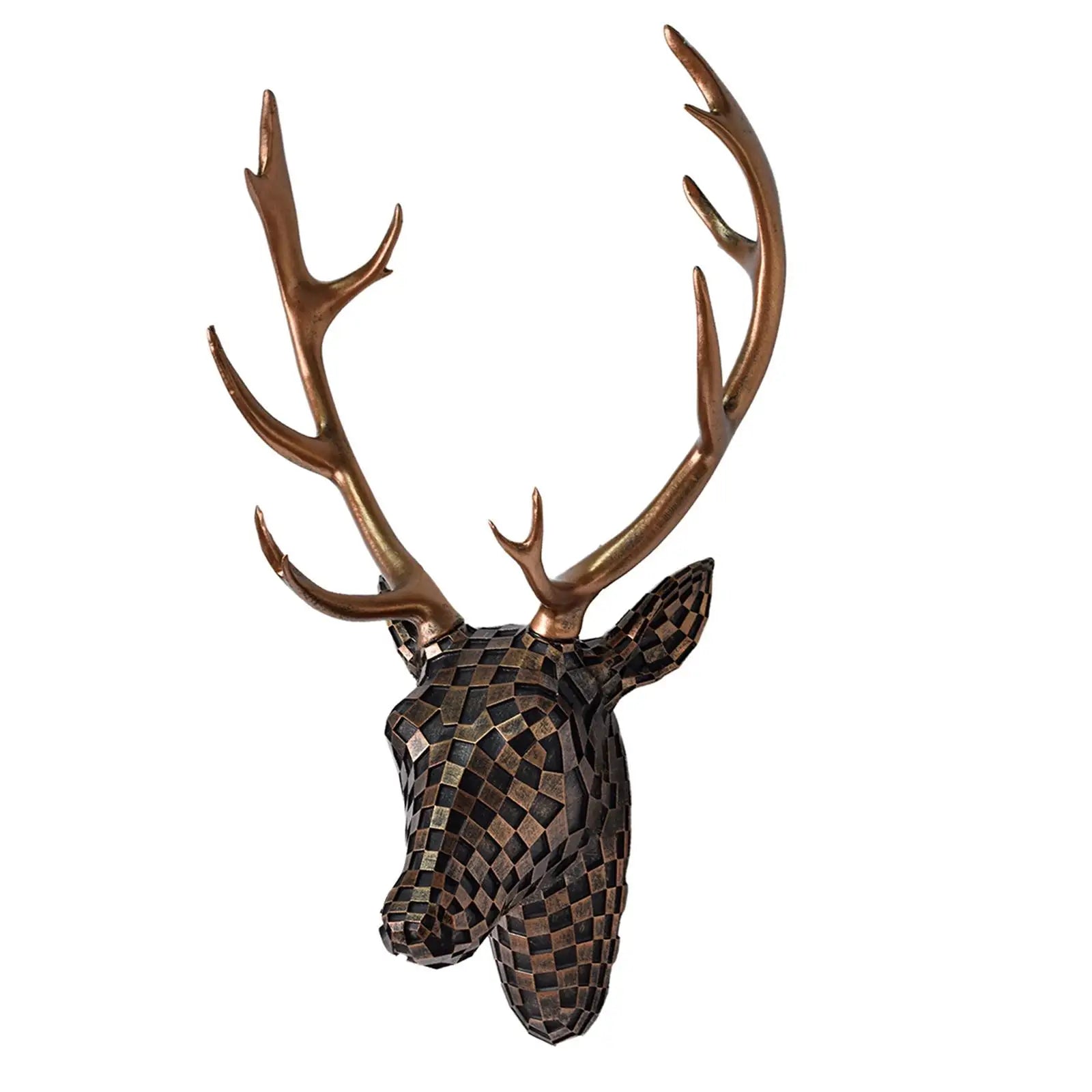 Deer Head Wall Mount Decor Creative Home Decor Artwork Wall Decor Hanging Ornament for Bedroom Office Living Room Indoor Hotel