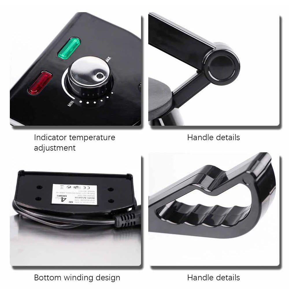 Electric Tortilla Maker Stainless Steel Non-Stick Roti Maker Machine 1800W Double Sided Heating Tortilla Press