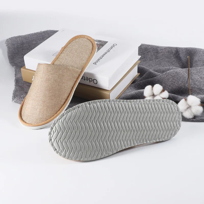 New Casual Unisex Indoor Home Slippers Cotton linen Soft Slippers Autumn Winter Flip Slops Women Men Linen Slides Slippers