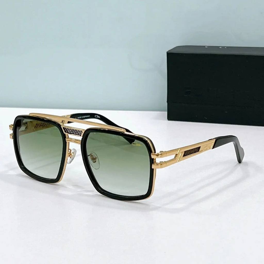 Original CAZA MOD6033 Classic Stylish Gradient Blue Lenses Men Sunglasses Luxury Design Gold Alloy Frame Women Couple Eyewear