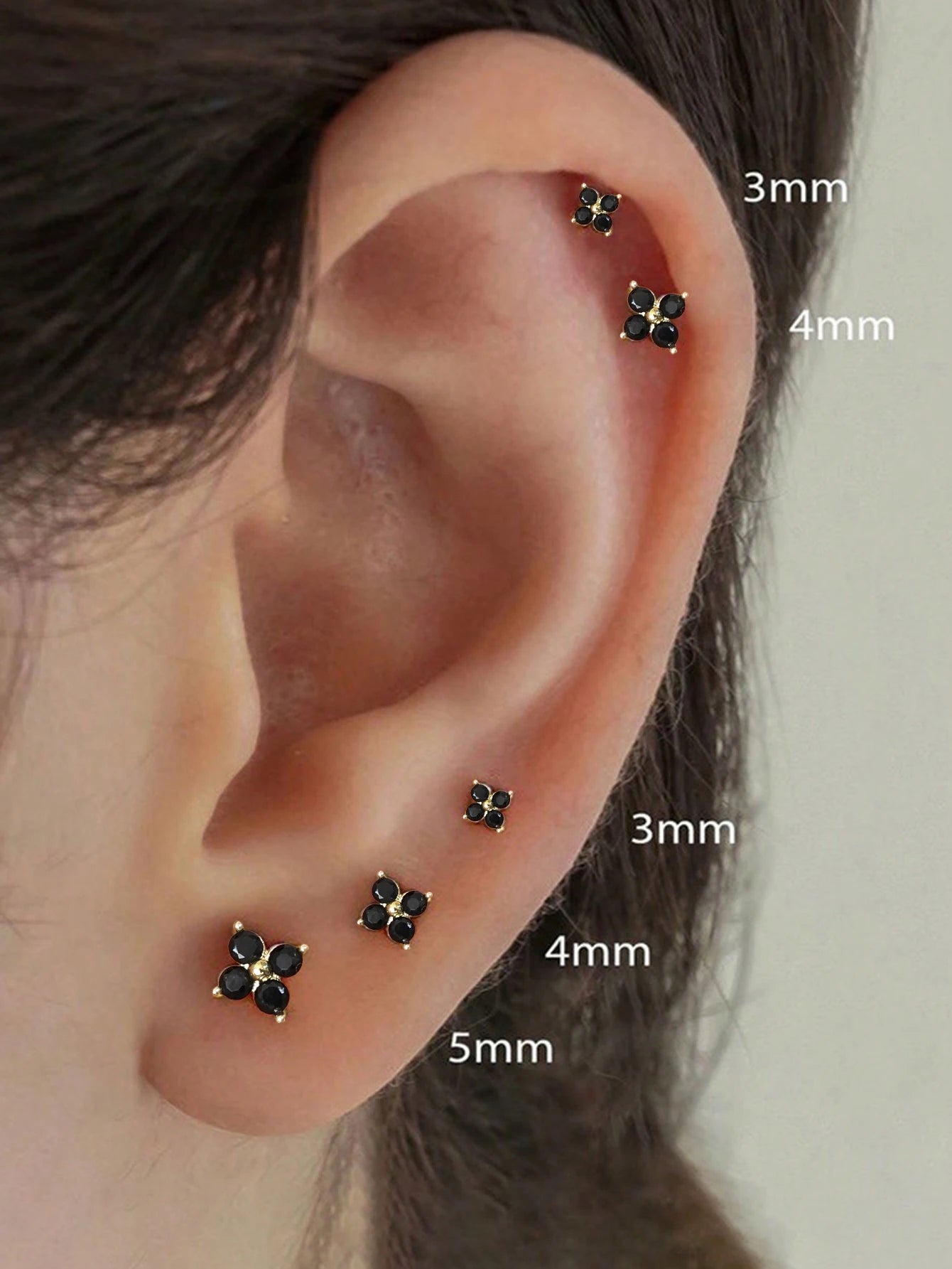 Yupsk Dainty Flower Stainless Steel Butterfly Stud Earrings for Women Cartilage Ear Ring Cute Zircon Gold Color Clover Jewelry