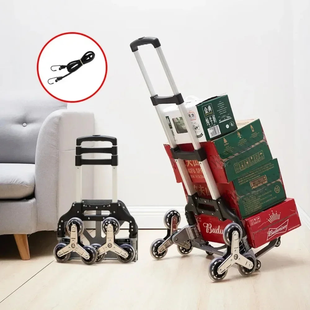 Portable Folding Trolley Cart Home Supermarket Shopping 75kg Trolley Pulling Tool Cart Beach All Terrain Stair Climbing Car