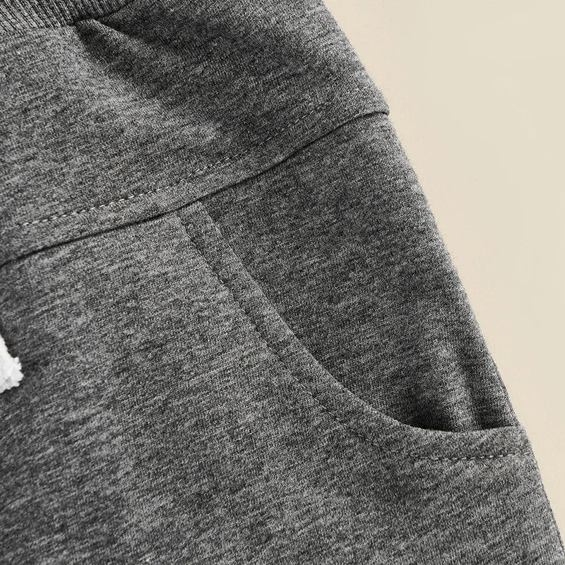 Newborn Boys Girls Casual Trousers Elastic Waist Adjustable Drawstring Plain Leisure Style Loose Fit Long Pants Sweatpants