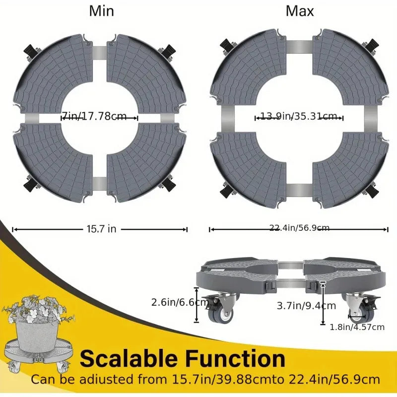 Plant Cart with Wheels Heavy-duty Plant Rack with  Lockable Wheels Adjustable For 8inch-22inch Suitable for Outdoor/indoor Use