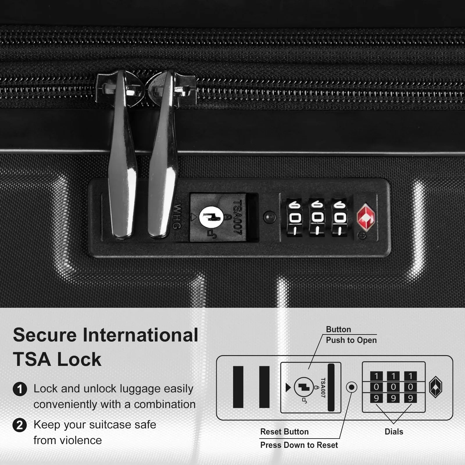 Luggage Expandable Suitcase, PC+ABS 3 Piece Set with TSA Lock Spinner, 360° Silent Spinner Wheels, Side Bumper Feet