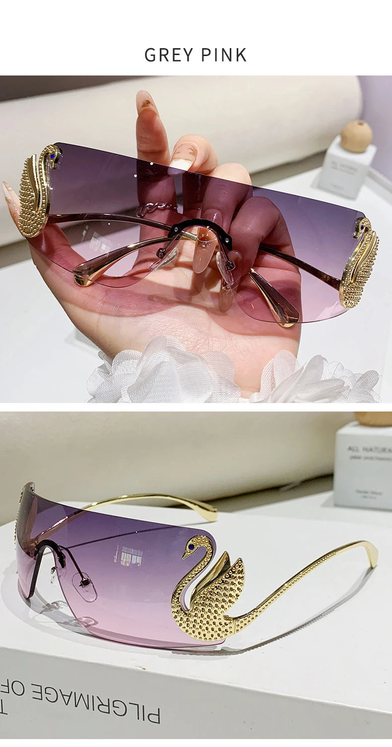 New trendy frameless cut edge integrated sunglasses for street photography, UV resistant sunglasses