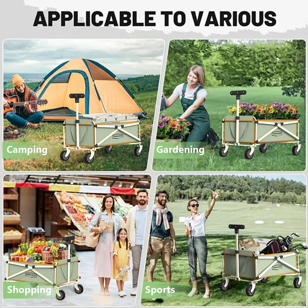 Collapsible Wagon Carts,Folding Wagon Cart with All Terrain Wheels,Outdoor Utility Wagon for Camping Shopping Sports Fishing