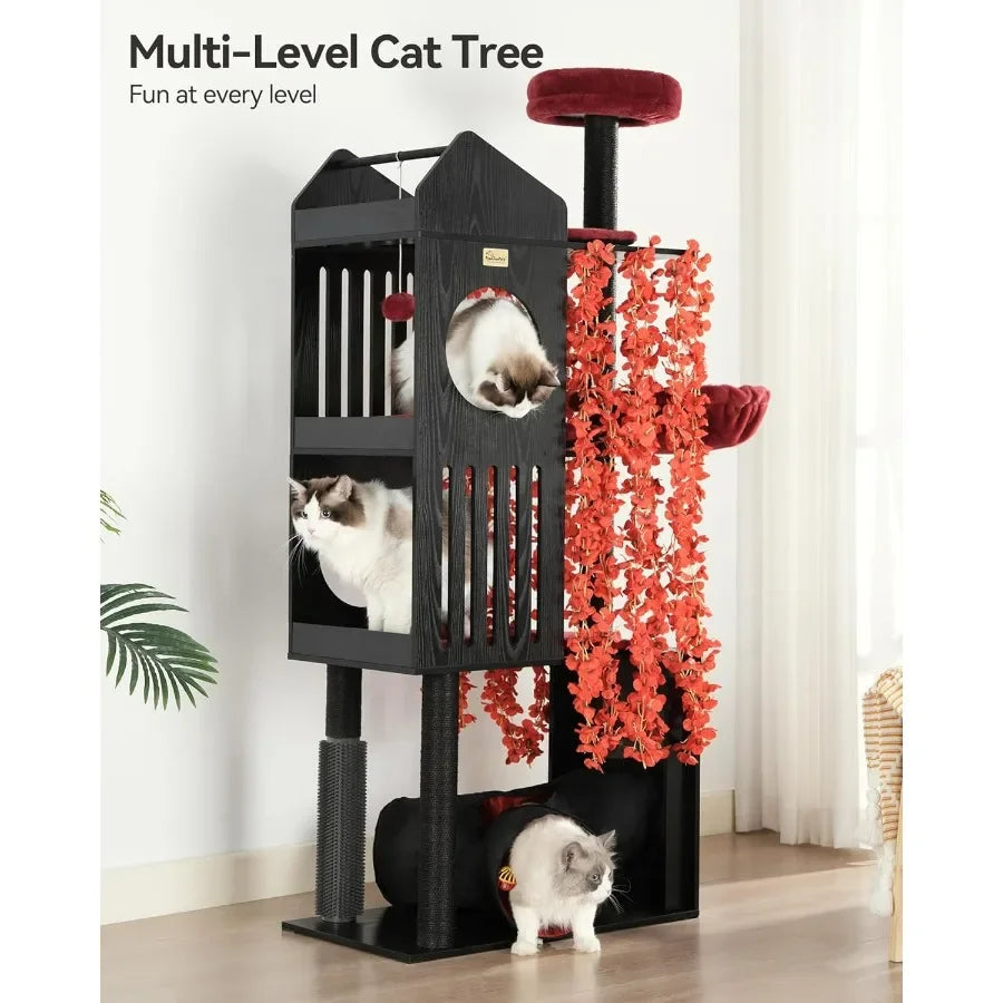 Gothic Cat Tree 67 Cat Tower for Indoor Cats Ideal for Large Cats Up to 20 lbs+ Features ExtraLarge Padded Platform SisalCovere