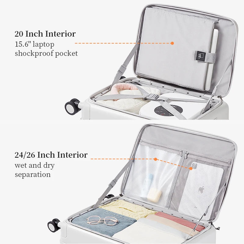 AJI Luggage Travel Suitcase New Design Side Opening Lid With 40mm Expanding Capacity Business Suitcases On Wheels For Women Men