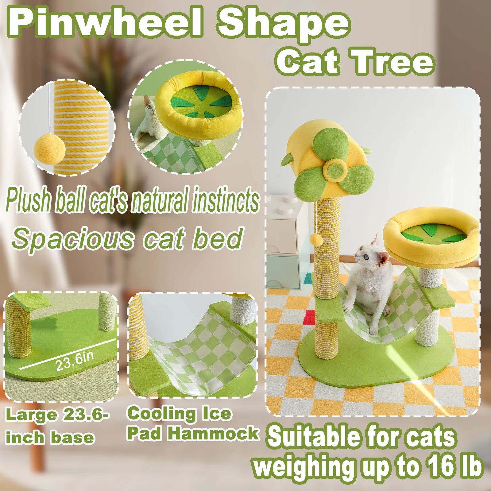 Cat Tree Cat Climbing Frame, with a Comfortable and Fun Platform for Cats to Jump on Comes with a Padded Hammock with an Ice Pad,