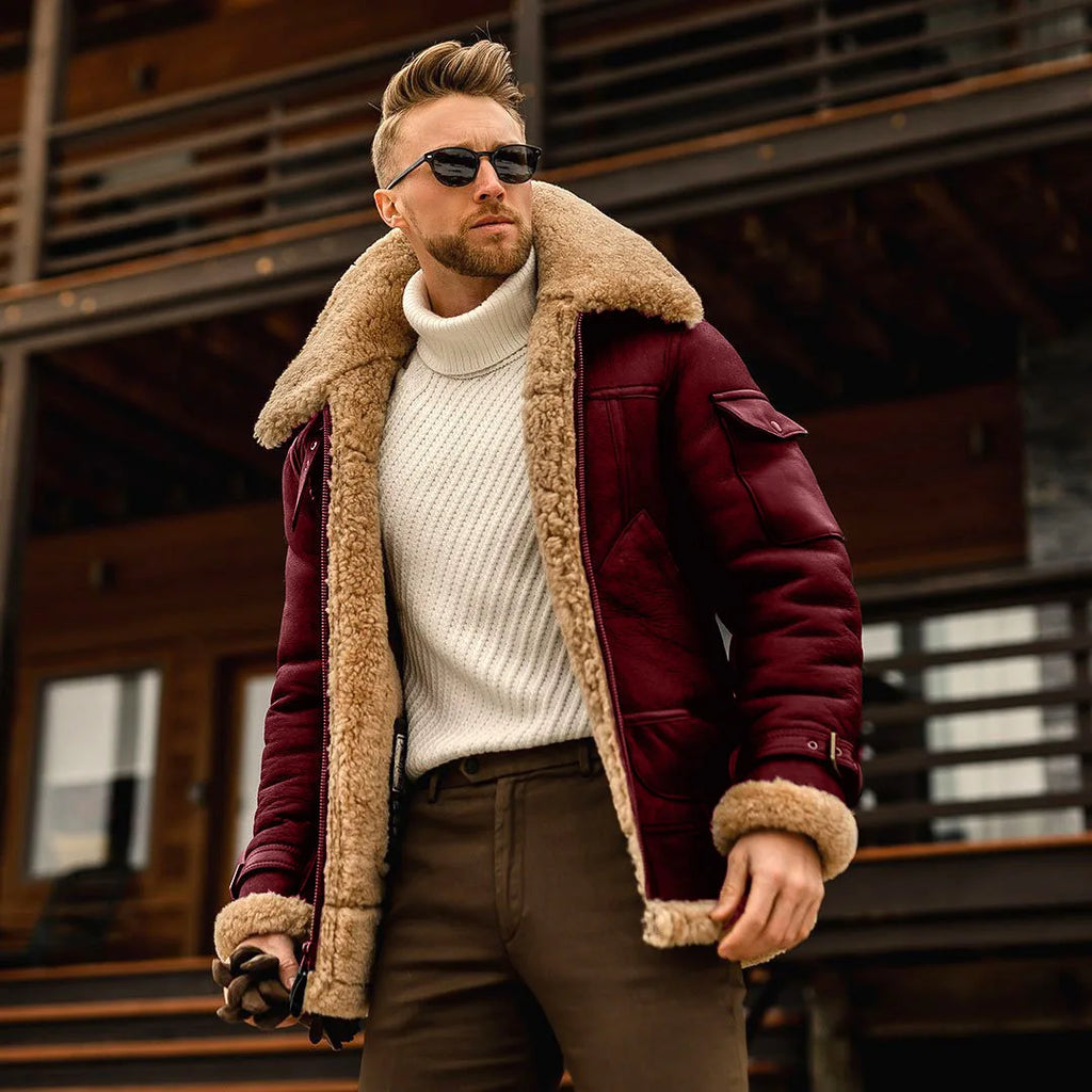 A new men's coat for autumn and winter, featuring thickened and warm faux leather fleece