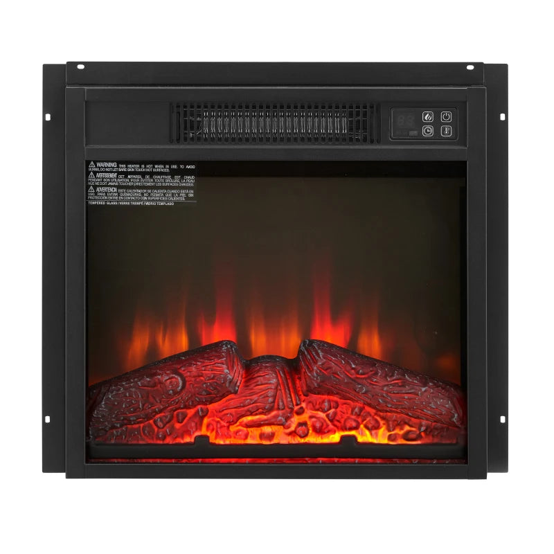 Electric Fireplace Insert 18 1400W 120V ,Equipped with remote control, ultra thin heater with log set & realistic flame - BLACK