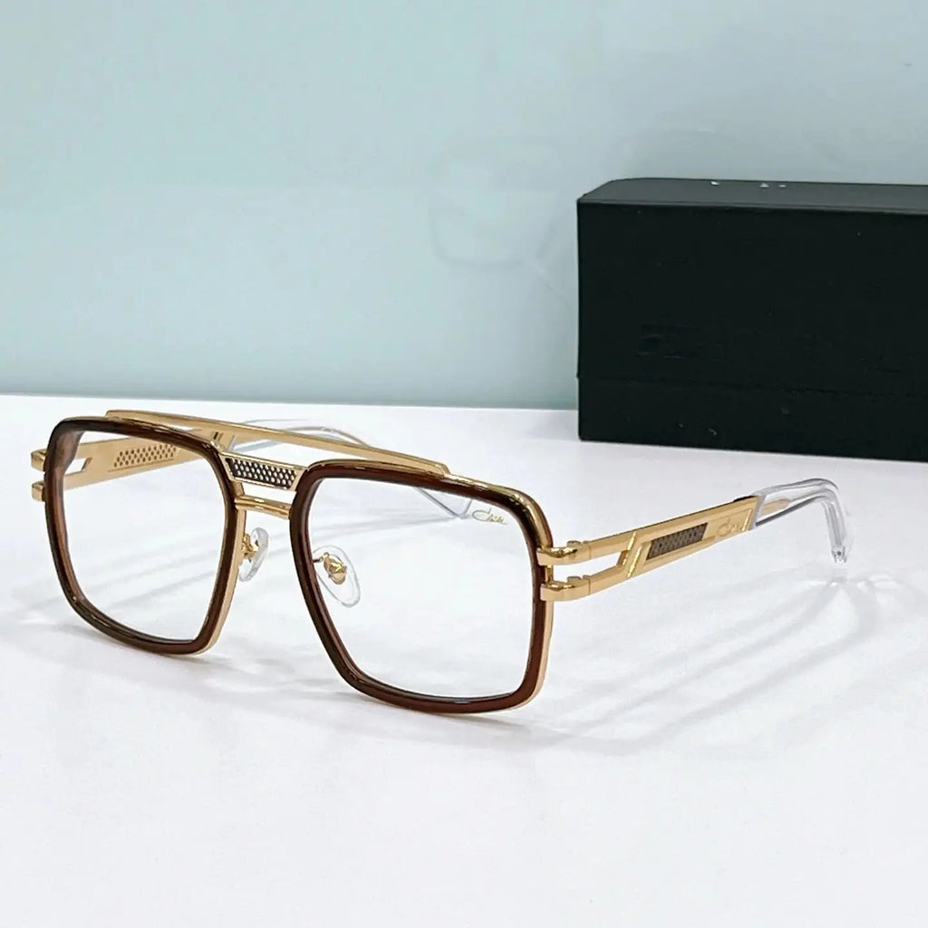 Original CAZA MOD6033 Classic Stylish Gradient Blue Lenses Men Sunglasses Luxury Design Gold Alloy Frame Women Couple Eyewear