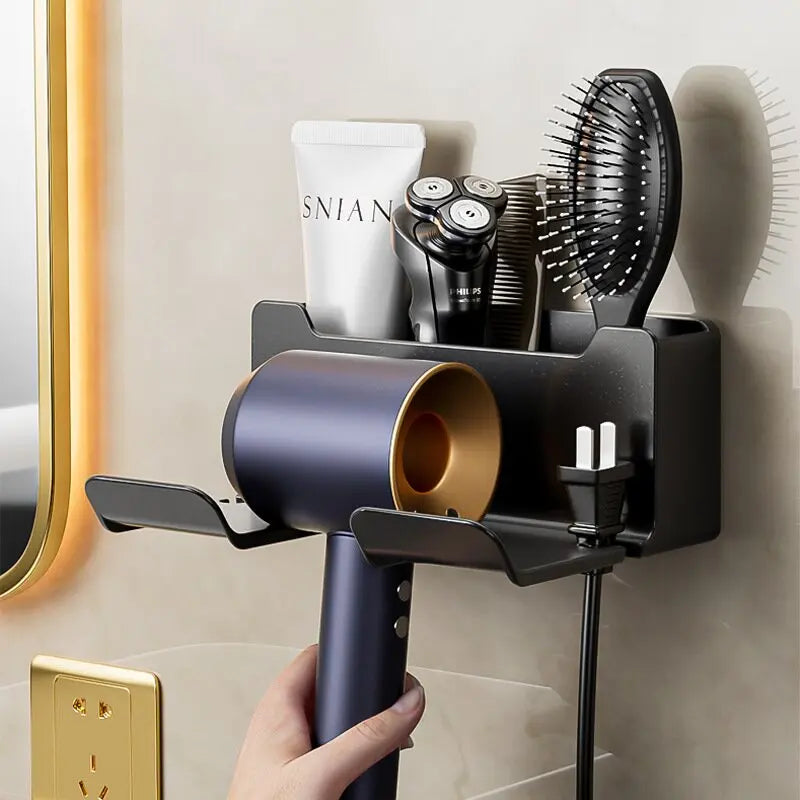 Bathroom hair dryer storage rack Multi functional storage rack Wall mounted non perforated hair dryer storage rack