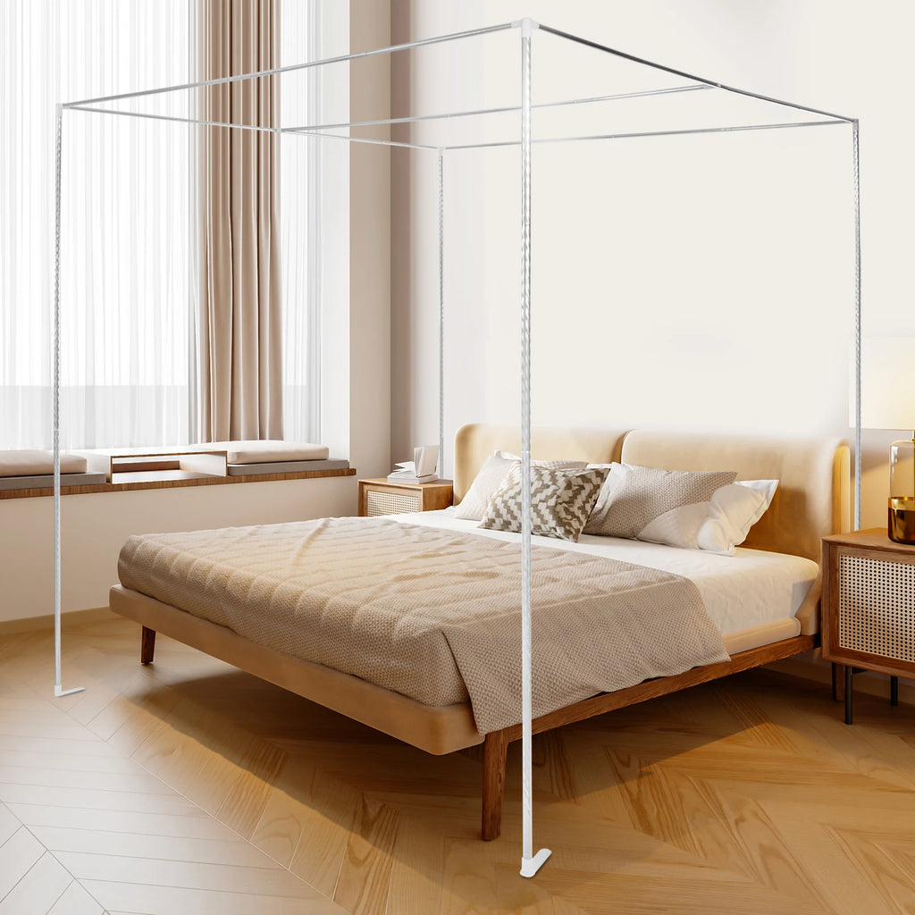 Stainless Steel Bedding Canopy Frame, Bedroom Furniture, Detachable Mosquito Net Frame, Bed Frame Queen for 4 Corner Bed