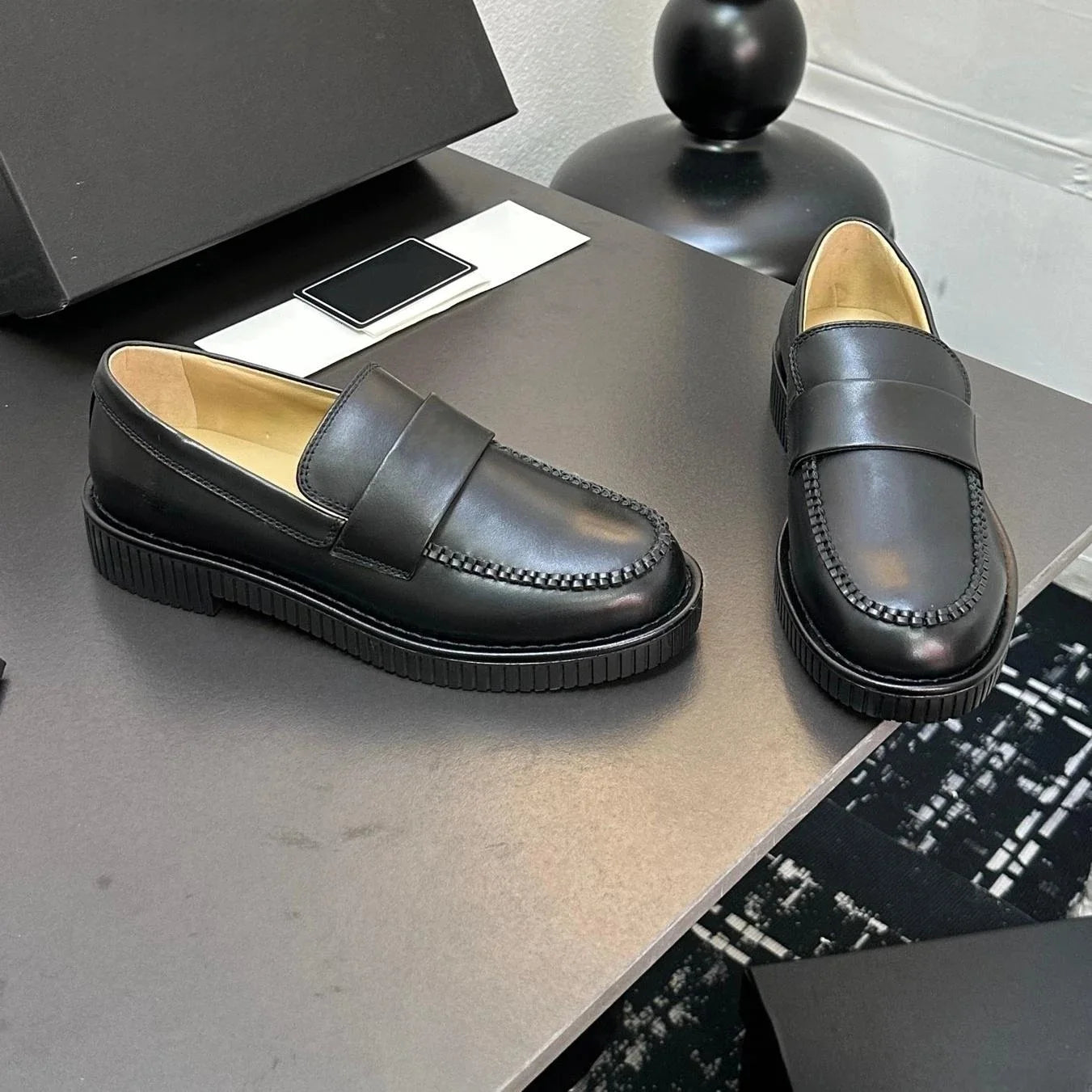 2025 Newest Spring Genuine Leather Round-Toe Thick Sole Woman Loafers Metal Decora Mary Janes Galoshes Mules Zapatos De Mujer