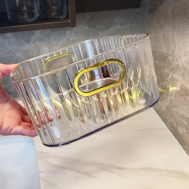 2 Pcs Cosmetics Box Desktop Storage Drawer Stackable Storage Box with Handle Makeup Organizers Basket Poatable Sundries  Rack