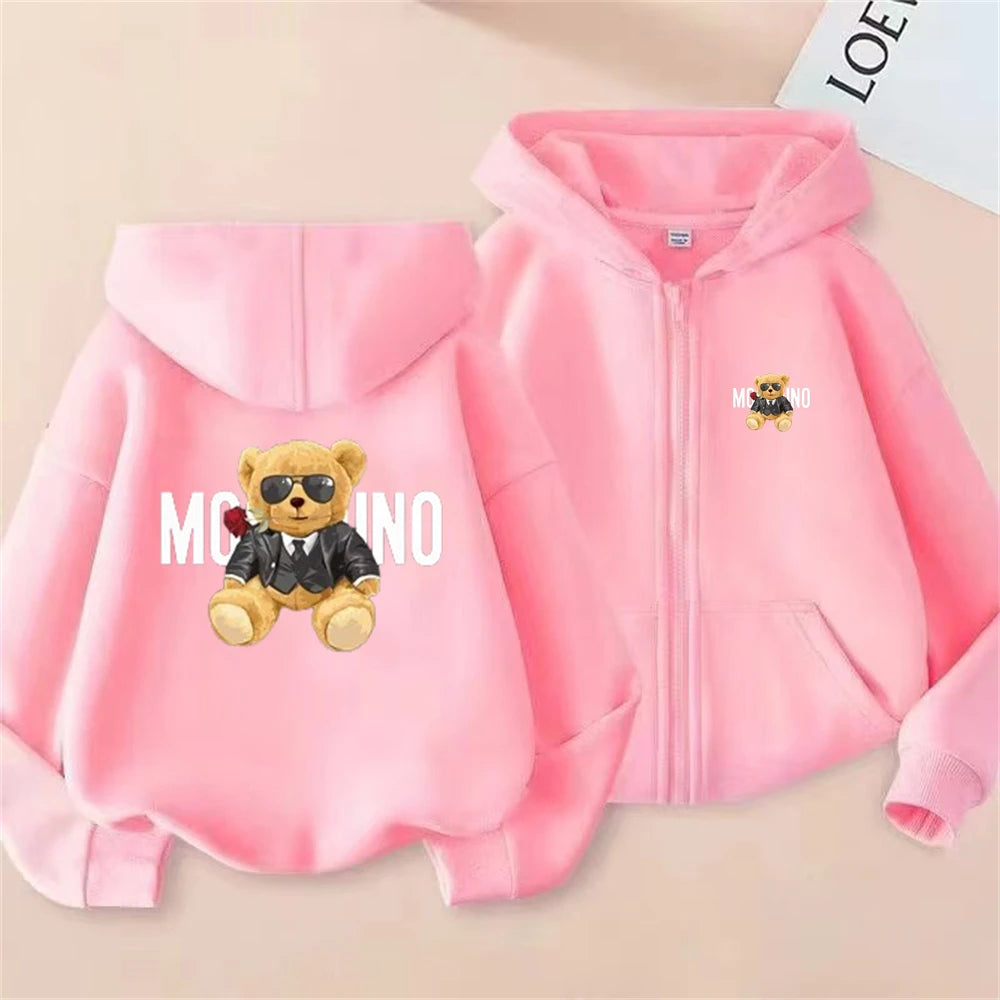 Children Little Bear Hoodie Toddler 3-12 Year Coat  Fashion zipper style Clothing Boys Girls Tops Spring Leisure Sweatshirr