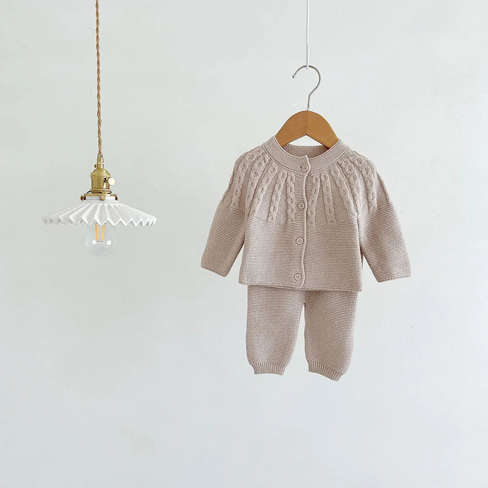 Baby Boy Knitted Clothes Sets Long-Sleeved Cardigan + Pants Autumn Winter Infant Boy Clothes Outfits