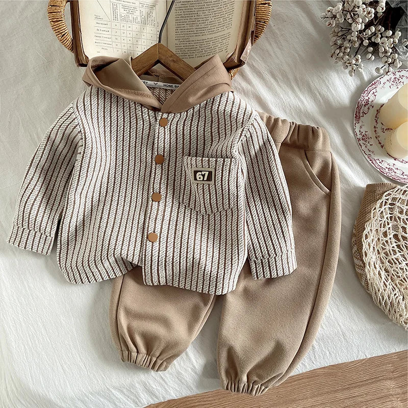 Spring Autumn toddler Baby Boys' Clothes Outfits Sets Casual Hooded Striped Coat+Pants Suits for infant boys Clothing baby Sets