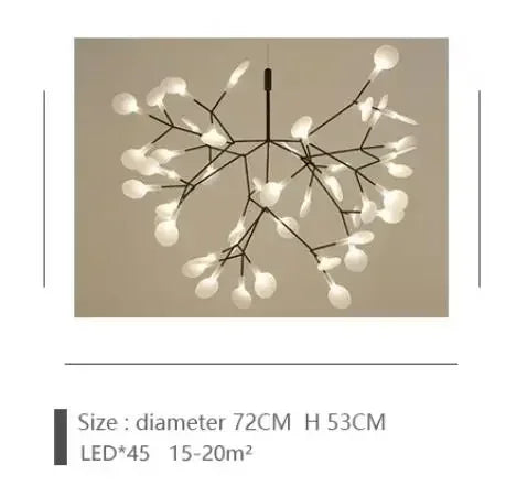 Nordic Circular Chandelier Living Room Kitchen Corridor Postmodern Tree Branch Design Firefly LED Pendant Light Led Lamp