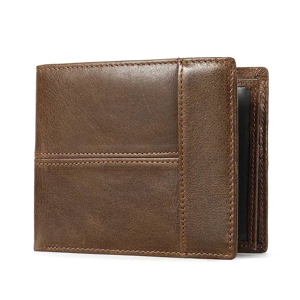 Genuine Leather Wallet with Coin Purse RFID Wallet for Men Cardholder Money Bags