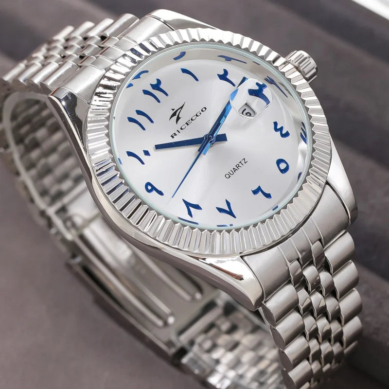 New Men Date Watches High-end Luxury Casual Calendar Stainless Steel Business WristWatch Leisure Sport WristWatch Clock