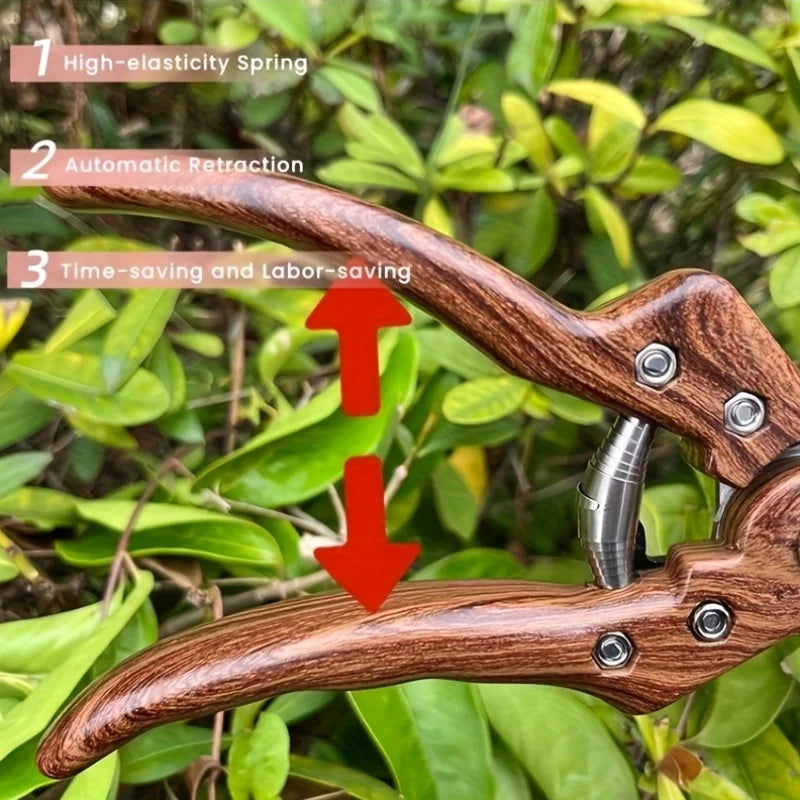Garden Pruning Shears - Labor-Saving Spring, Sharp Blade, Bent Head, Glass Fiber Wood Grain Sponge Handle