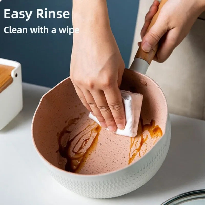 1pc Blue/Green/White Non Stick Pan Milk Pot Baby Food Pot Snow Pan Frying And Boiling Integrated Induction Cooker Gas Universal