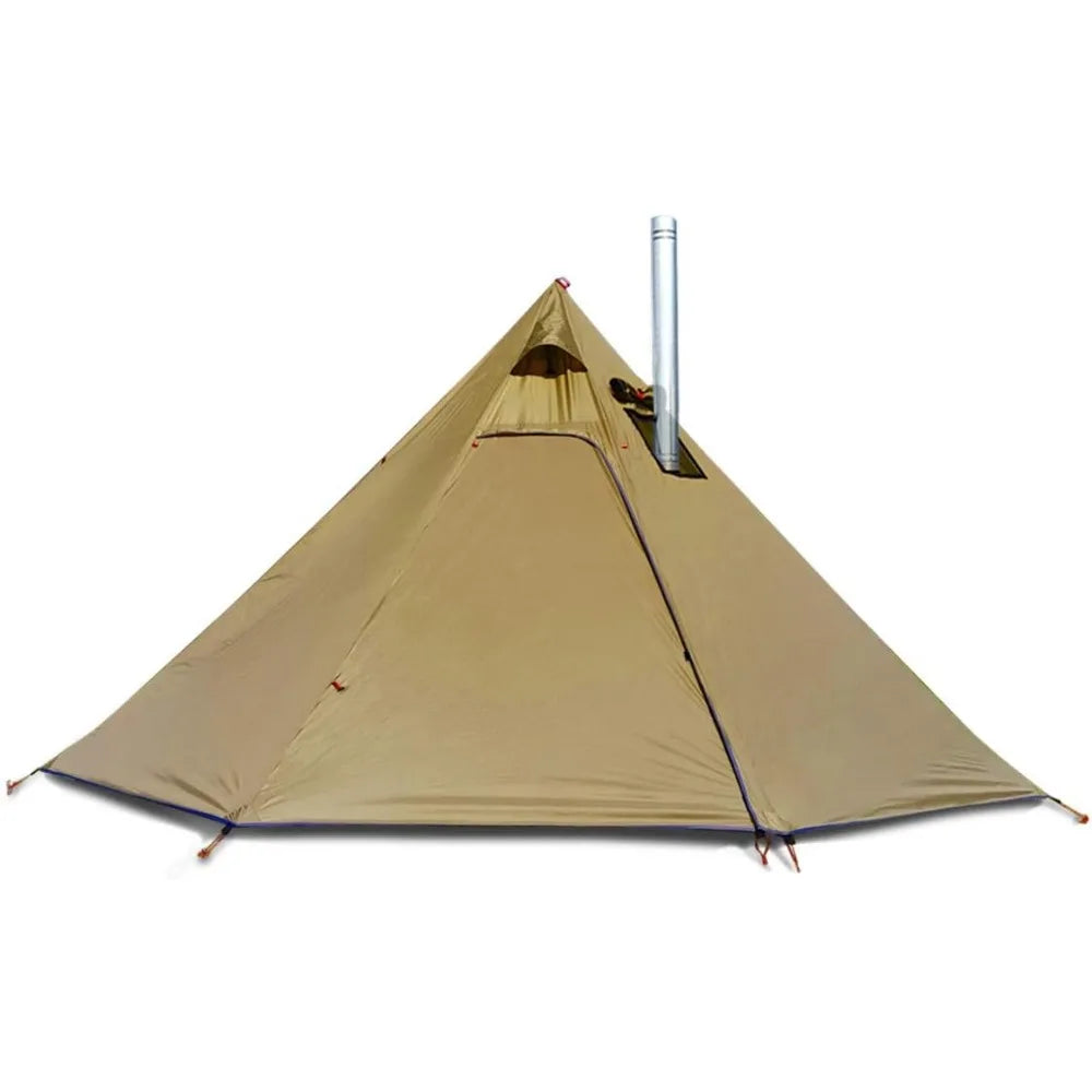 4 Persons 5lb Lightweight Tipi Hot Tents with Stove Jack, 7'3" Standing Room, Teepee Tent for Hunting Family Team Backpacking Ca