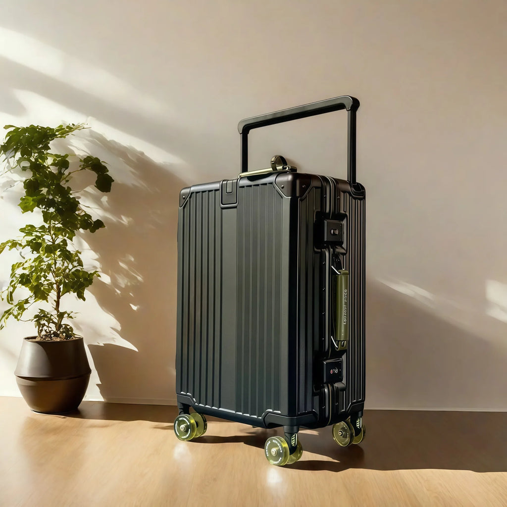 Wide Handlebar Rolling Luggage Large Capacity Travel Aluminum Frame Trolley Suitcase with Colorful Silent Spinner Wheel TSA Lock