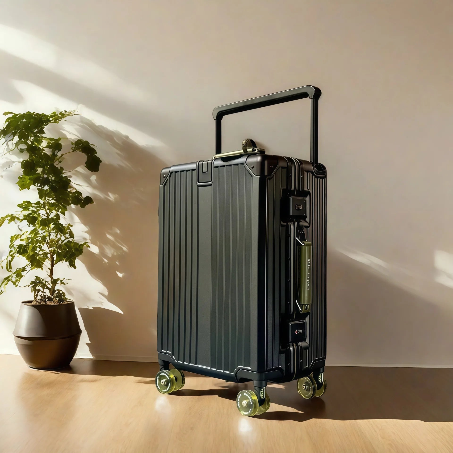 Wide Handlebar Rolling Luggage Large Capacity Travel Aluminum Frame Trolley Suitcase with Colorful Silent Spinner Wheel TSA Lock