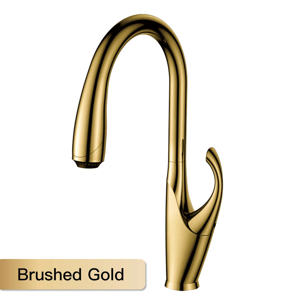 High end touch black kitchen faucet brass pull out design three function single handle cold and hot dual control sink faucet