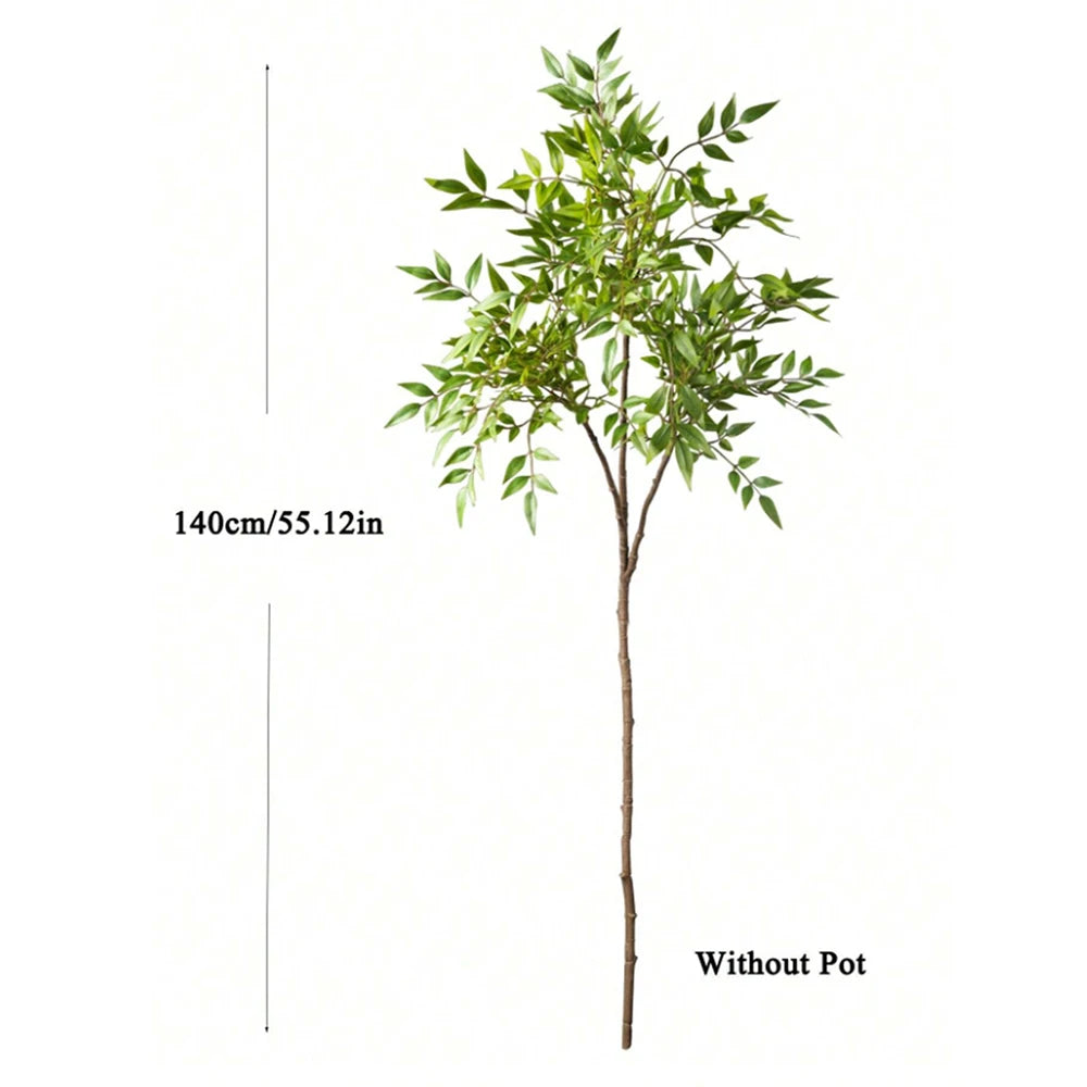 75-140cm Artificial Plants Nandina Tree Green Tall Plants Fake Leaves Plants Faux Branches for Home Garden Office Decor